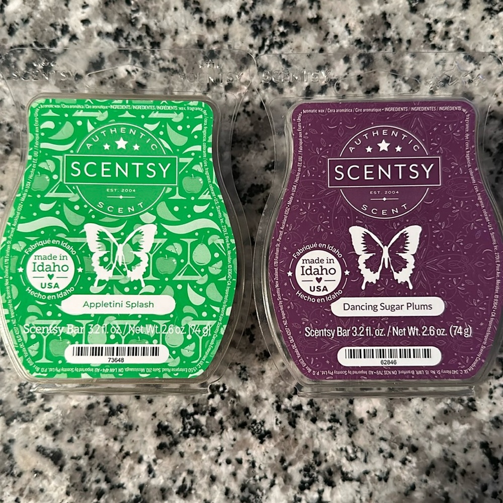 Appletini splash and Dancing sugar plums wax bars